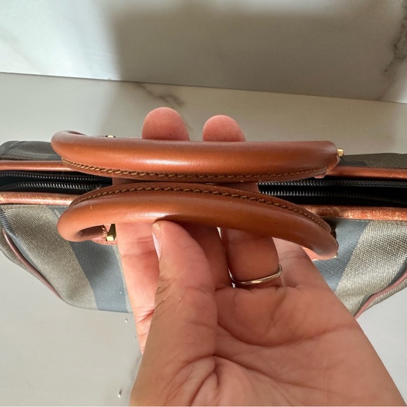 Fendi Vintage Pecan Canvas Coated Boston Bag - Picture 11 of 16